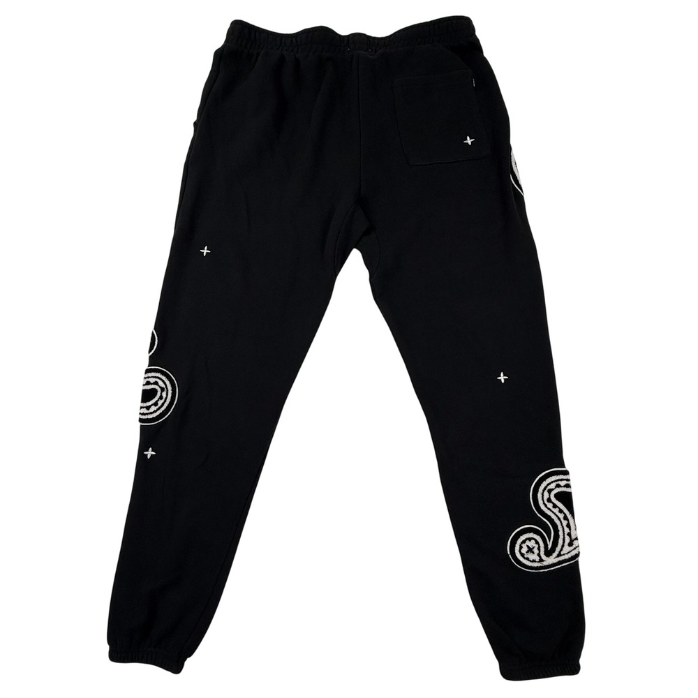 EPTM Mens Black Paisley Chenille Patch Fleece Jogger Sweatpants 2XL-39